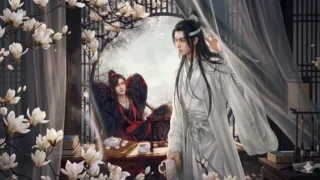 魔道祖師のネタバレ解説記事のアイキャッチ画像（魏無羨と藍忘機をイメージした中国ファンタジー風のイラスト）